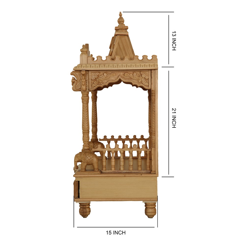 Sevan Wood Pooja Mandir Design   L 28" x W 15" x H 42"